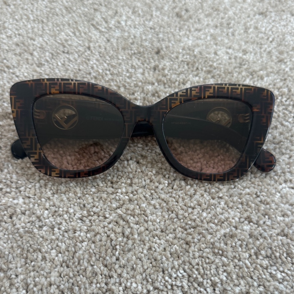 Fendi 52 mm Black and Brown Patterned Sunglasses